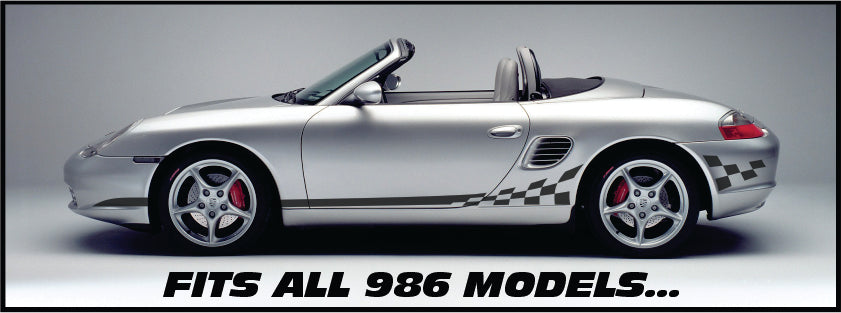 Checkered Flag Side Stripes For All Porsche Boxster, Cayman, and Carrera 911 Models
