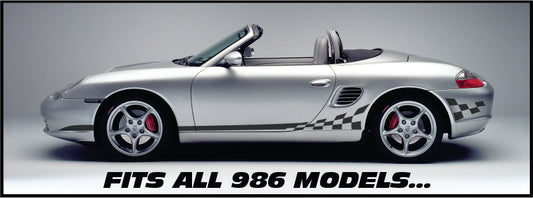 Checkered Flag Side Stripes For All Porsche Boxster, Cayman, and Carrera 911 Models