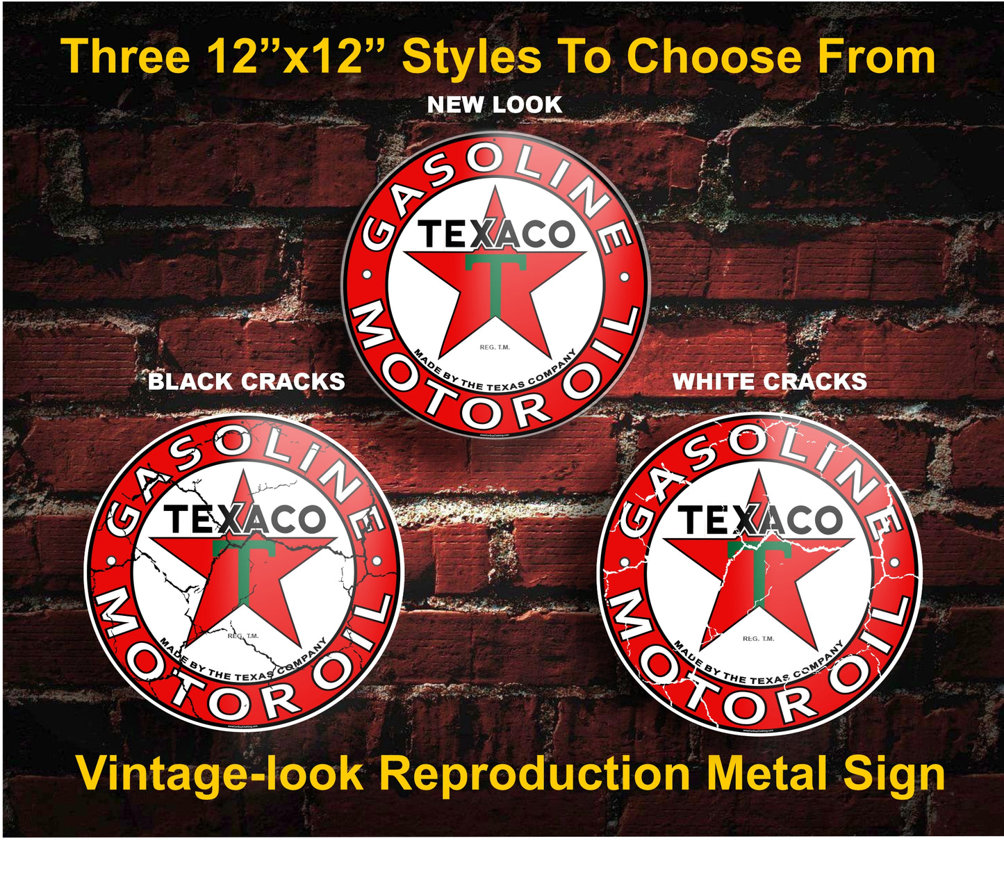 Texaco, Gas Station, Metal, Garage, Den, Man Cave, Collectable, Reproduction, Vintage, Round, Wall, Service, Signs