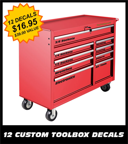 Custom Toolbox Draw Vinyl Decals - Set of 12