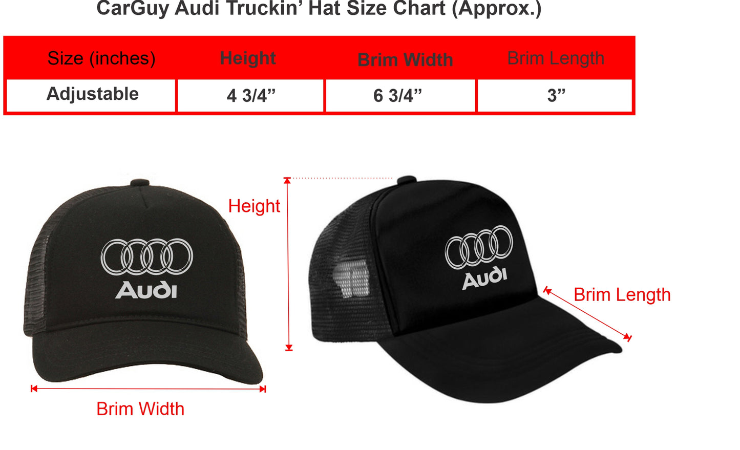 Audi Emblem Adjustable Black Baseball Hats