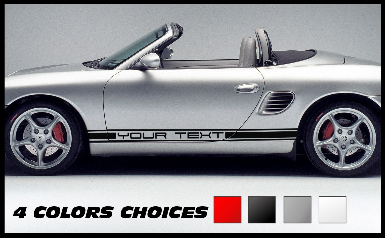 Rocker Panel, Door, Side Stripes, Emblem, Decals, Kit, for Porsche, Boxster, Cayman, Carrera 911, Cars