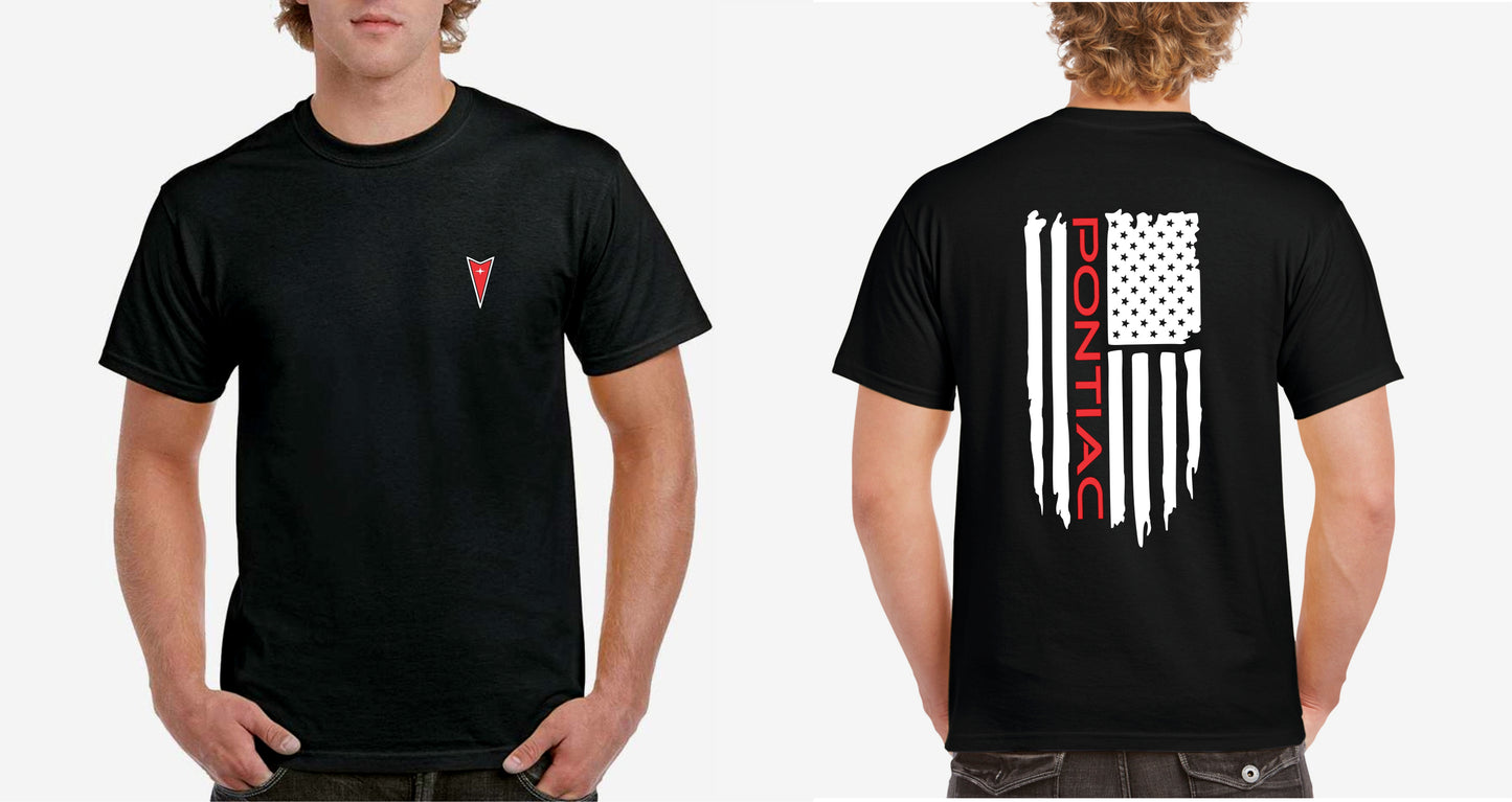 Pontiac, GM, US Flag, Black, Cotton, T-Shirt